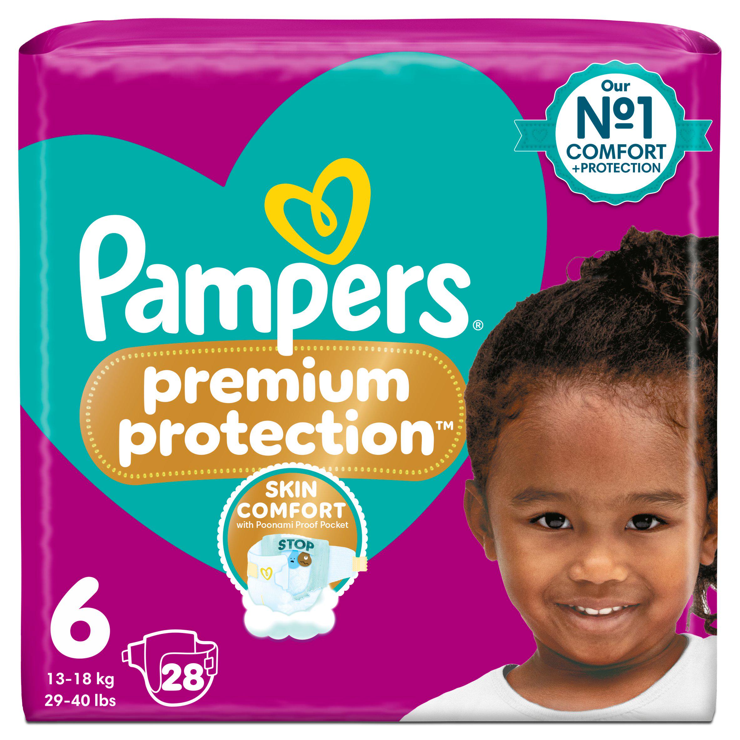 Pampers Premium Protection nappies size 6 13kg+ - British product