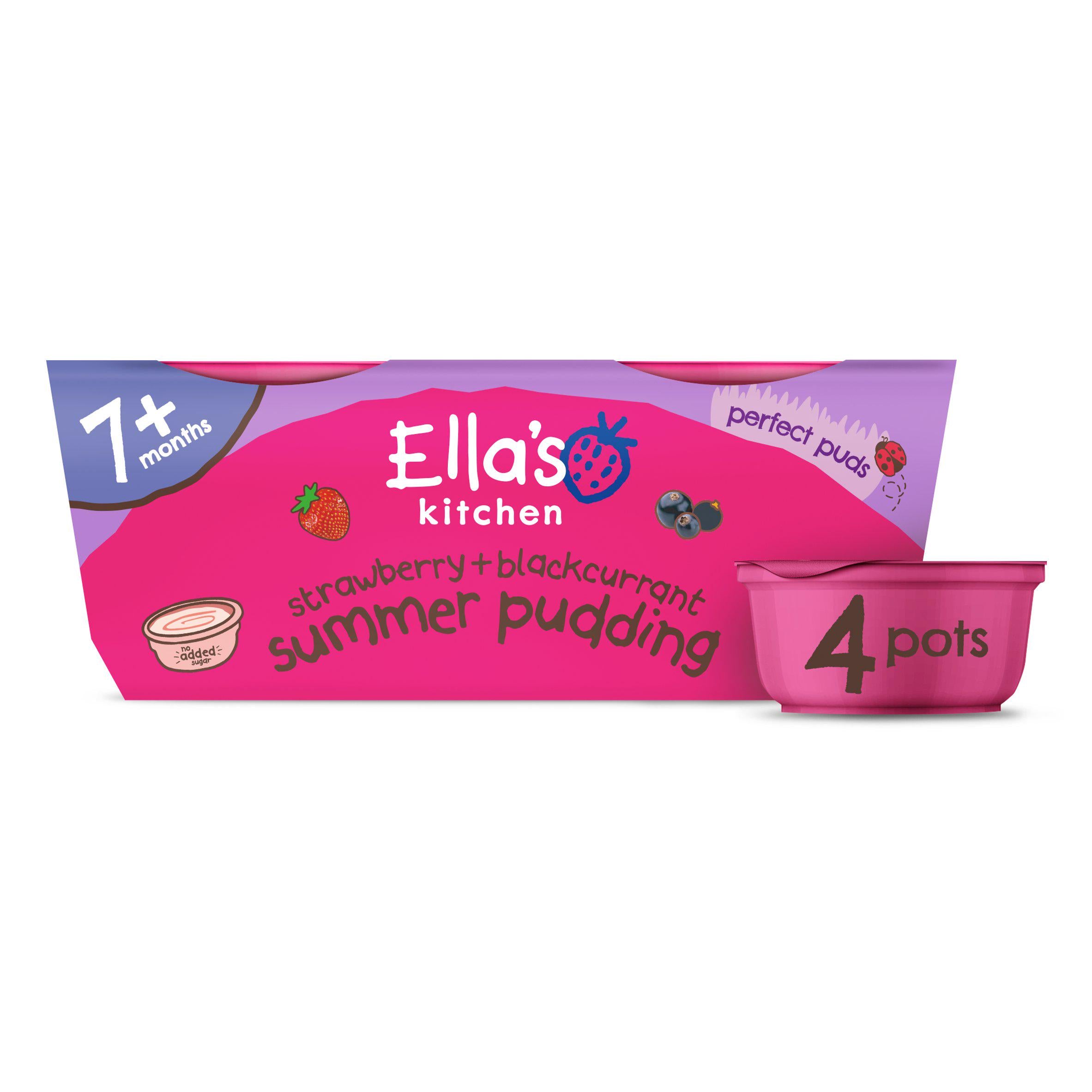 Ella's Kitchen Strawberry + Blackcurrant Summer Pudding 7 Months+ 4x80g
