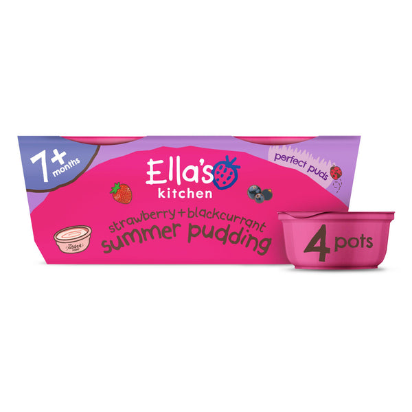 Organic Strawberry and Blackcurrant Summer Pudding Baby Food 7 Months+ 4 x 80g