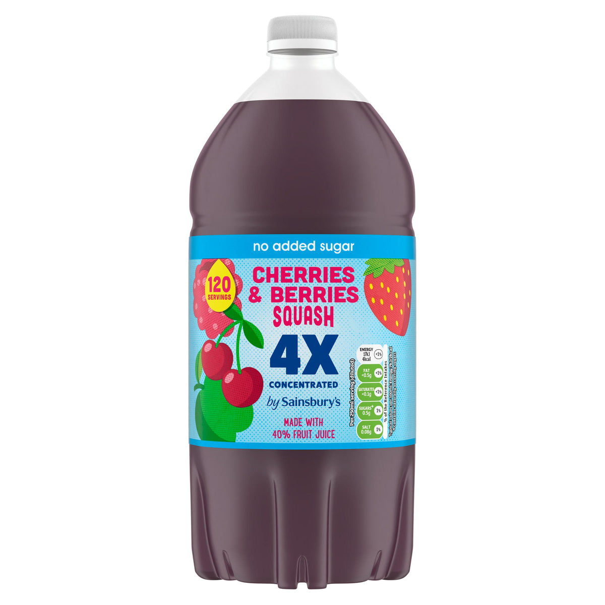 Sainsbury's quadruple strength cherries and berries squash 1.5L, imported from the UK