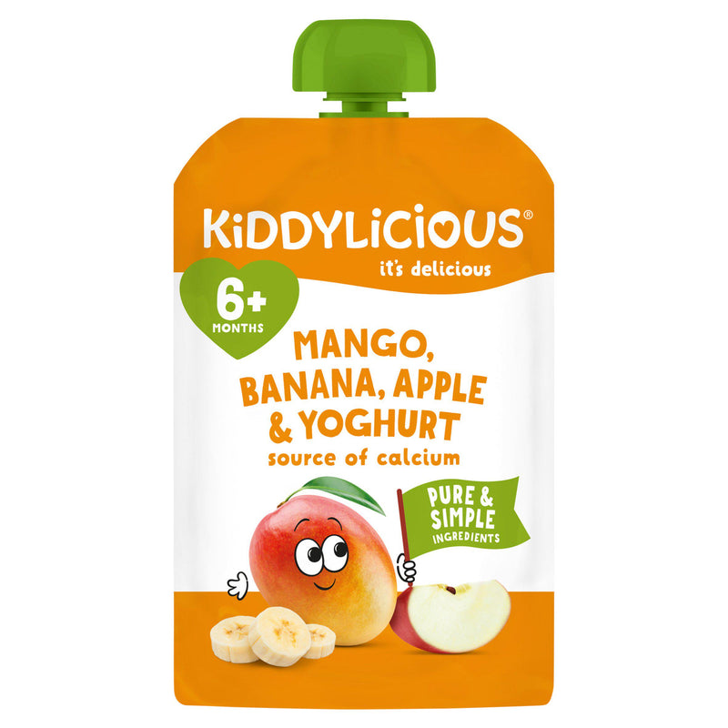 Kiddylicious mango banana apple yoghurt pouch 100g (British brand)