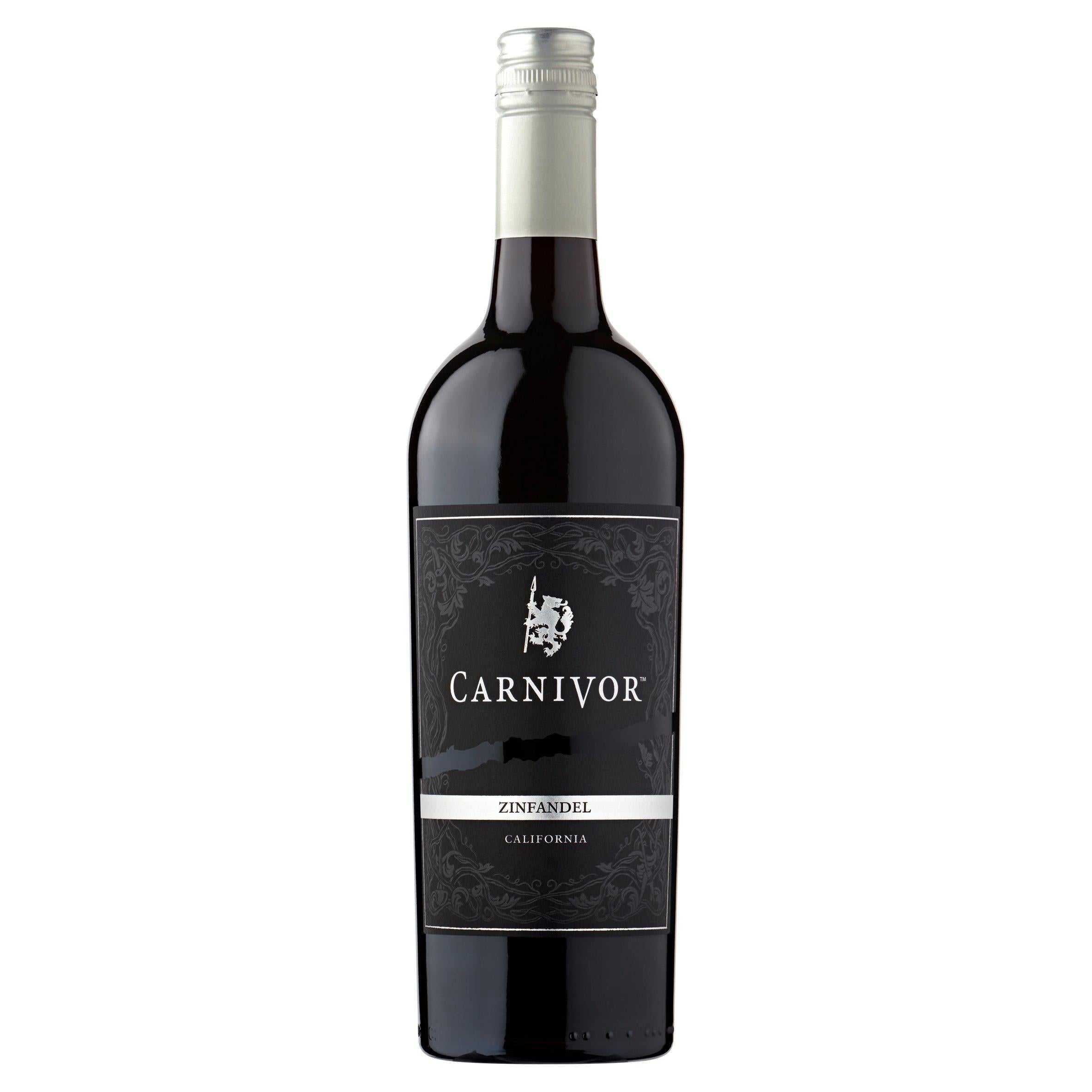 Carnivor Zinfandel red wine 75cl, imported from the UK