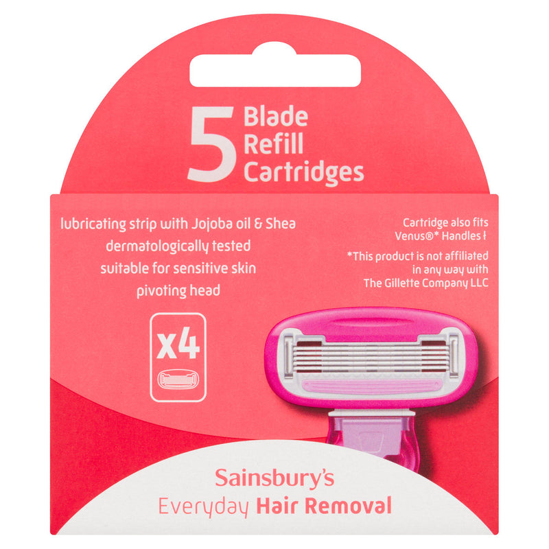 Sainsbury's 5 blade razor refill cartridges x4 pack, imported from the UK