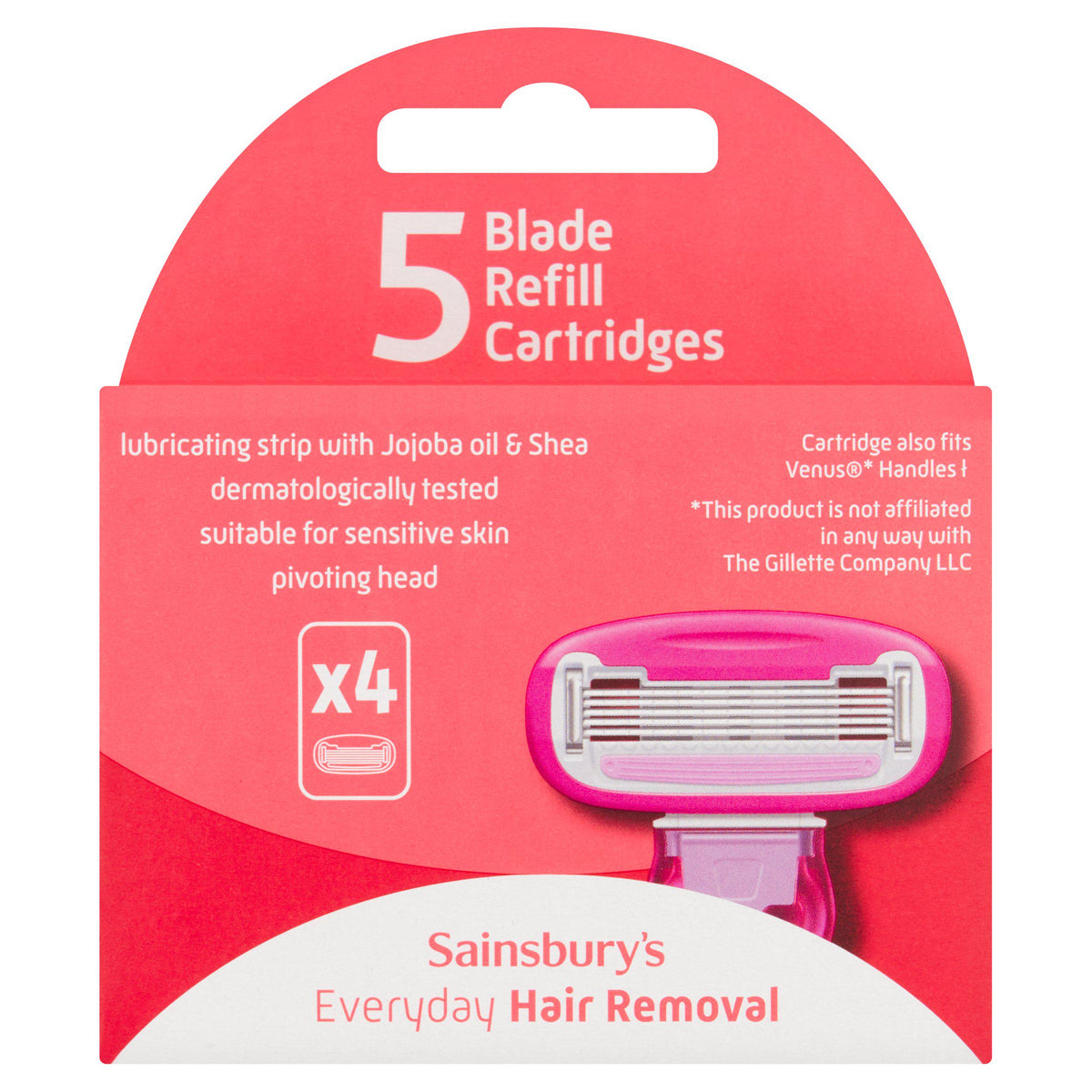 Sainsbury's 5 blade razor refill cartridges x4 pack, imported from the UK