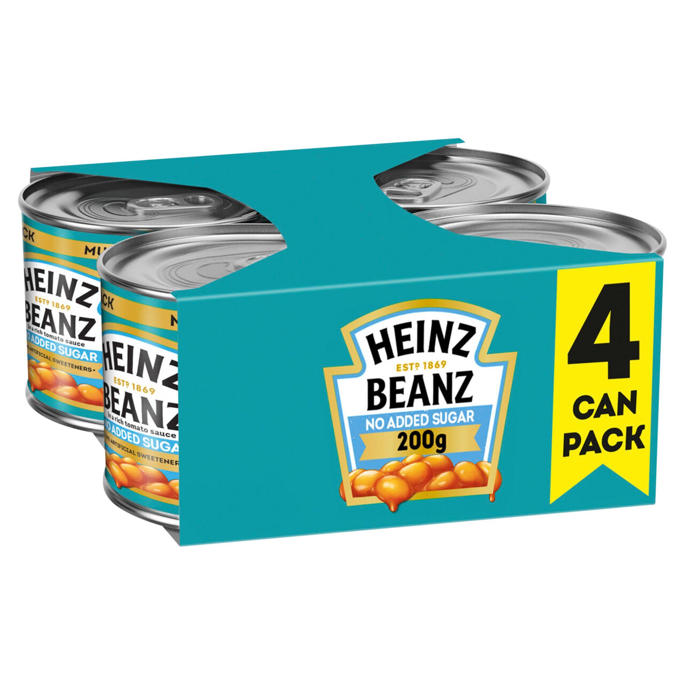 Heinz baked beans no added sugar 4x200g - British product