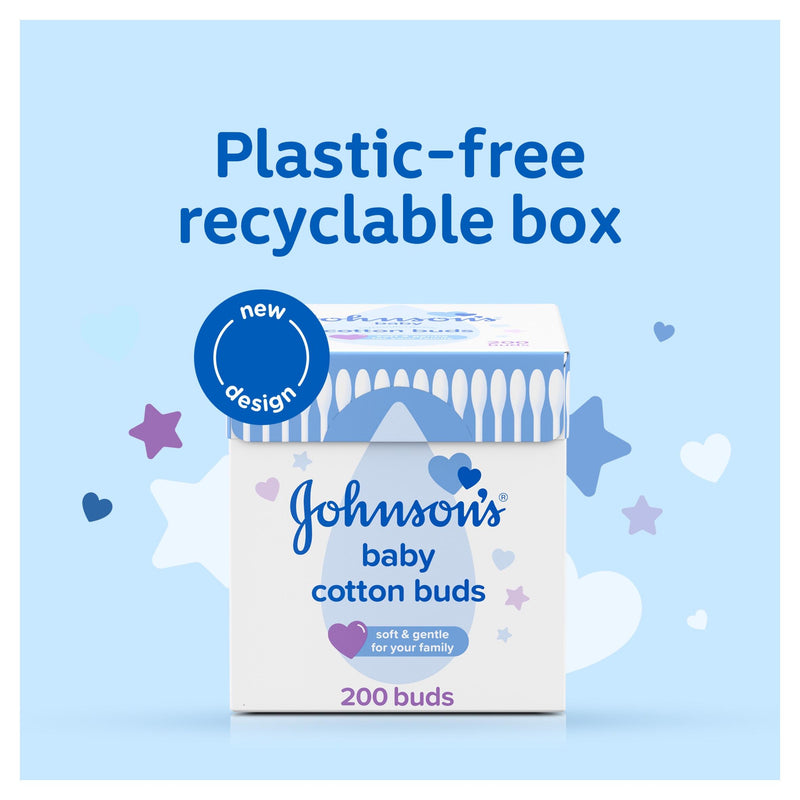 Johnson's Baby Cotton Buds 200 count plastic free (British brand)