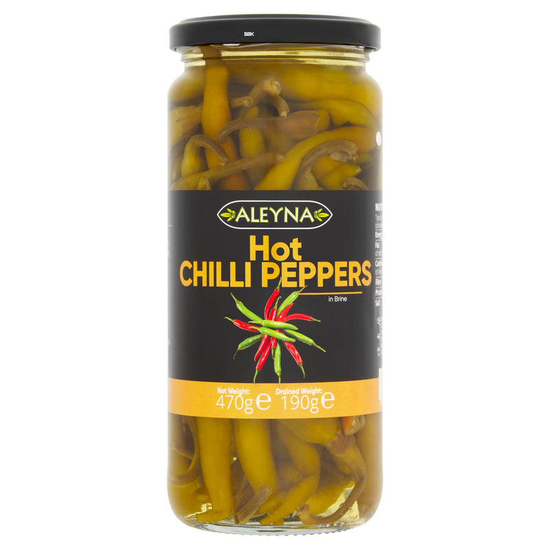 Aleyna hot chillies in brine 470g jar - British product