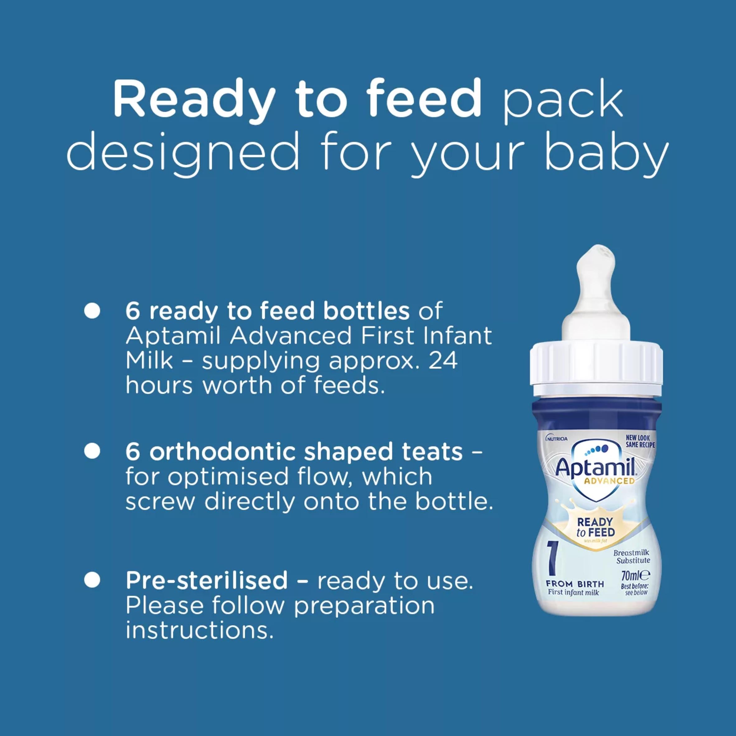 Aptamil Advanced 1 first infant milk starter pack 6x70ml, UK version