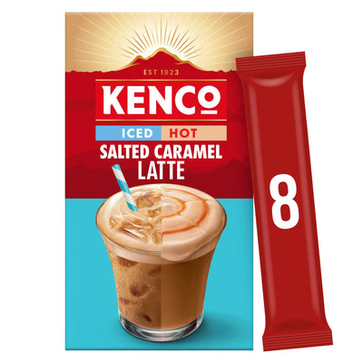 Sainsburys Kenco Iced Hot Salted Caramel Latte Instant Coffee Beverage Sachets 8x20.3g- Buy online at McGrocer