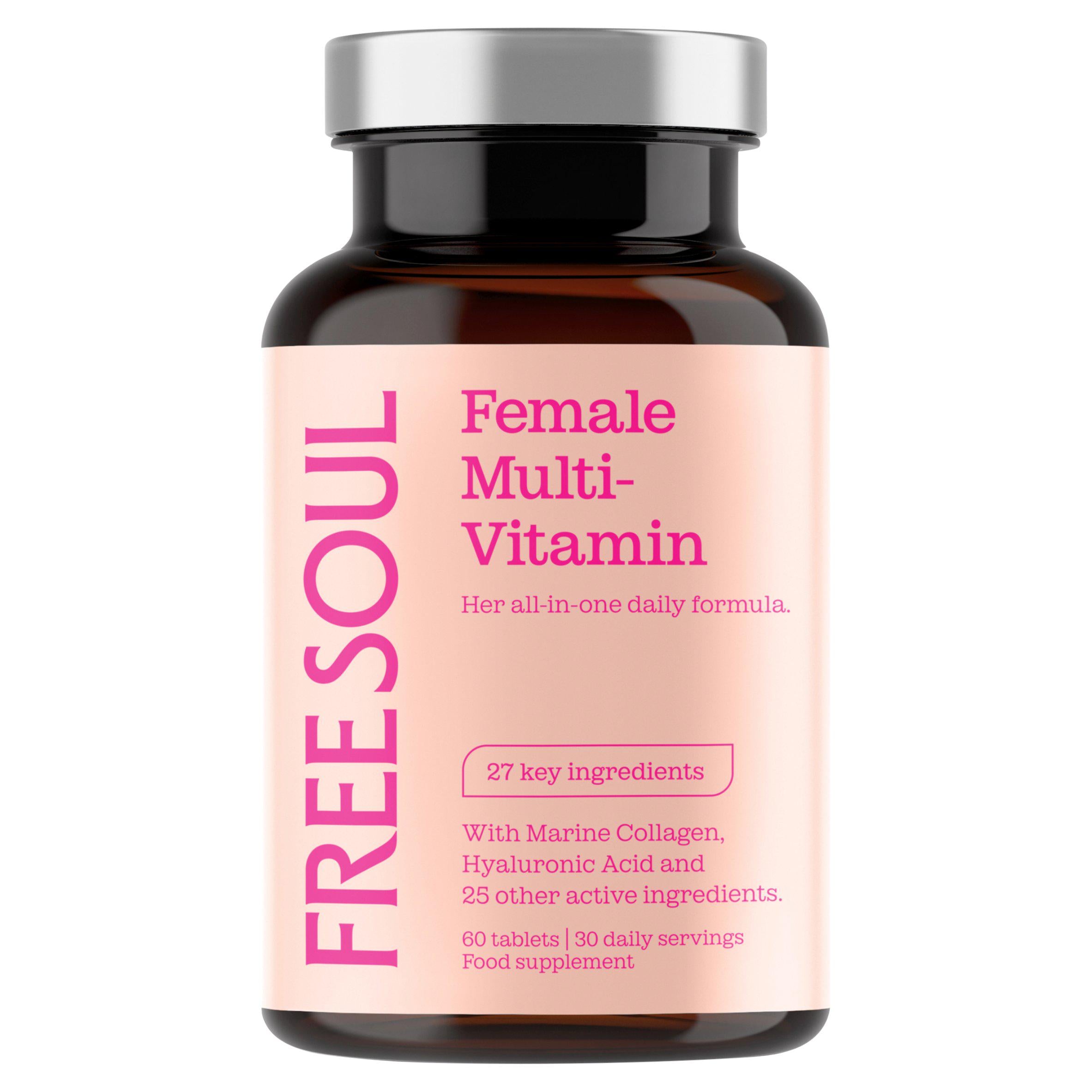 Free Soul female multivitamin tablets with collagen 60ct, UK version