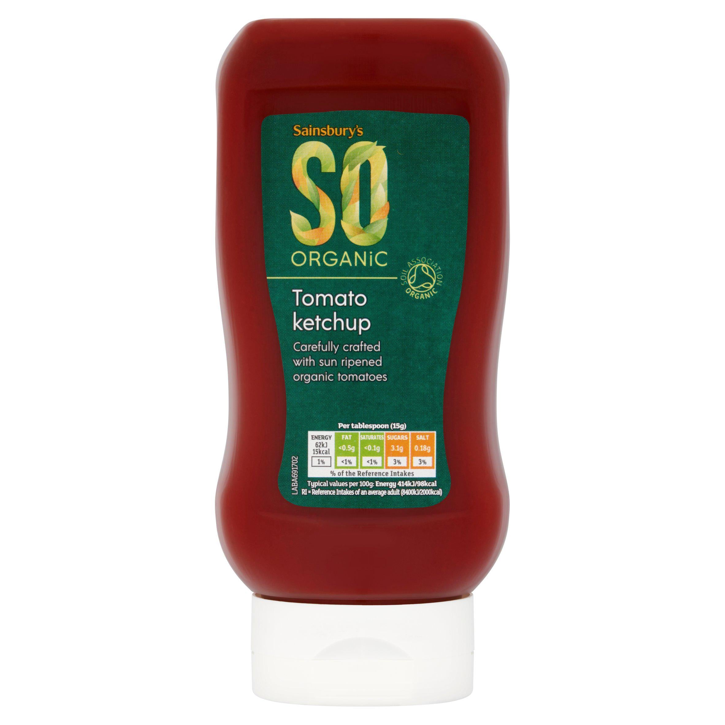 Sainsbury's organic tomato ketchup SO Organic 460g (British brand)