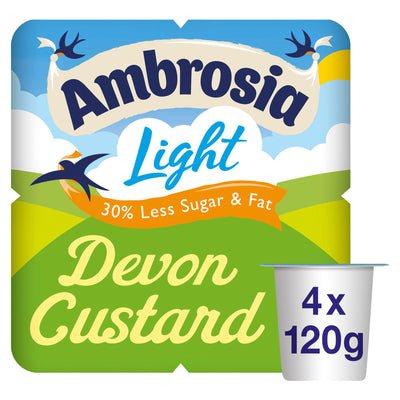 Sainsburys Ambrosia Light Low Fat & Reduced Sugar Custard Dessert Snack Pots 4 x 120g- Buy online at McGrocer