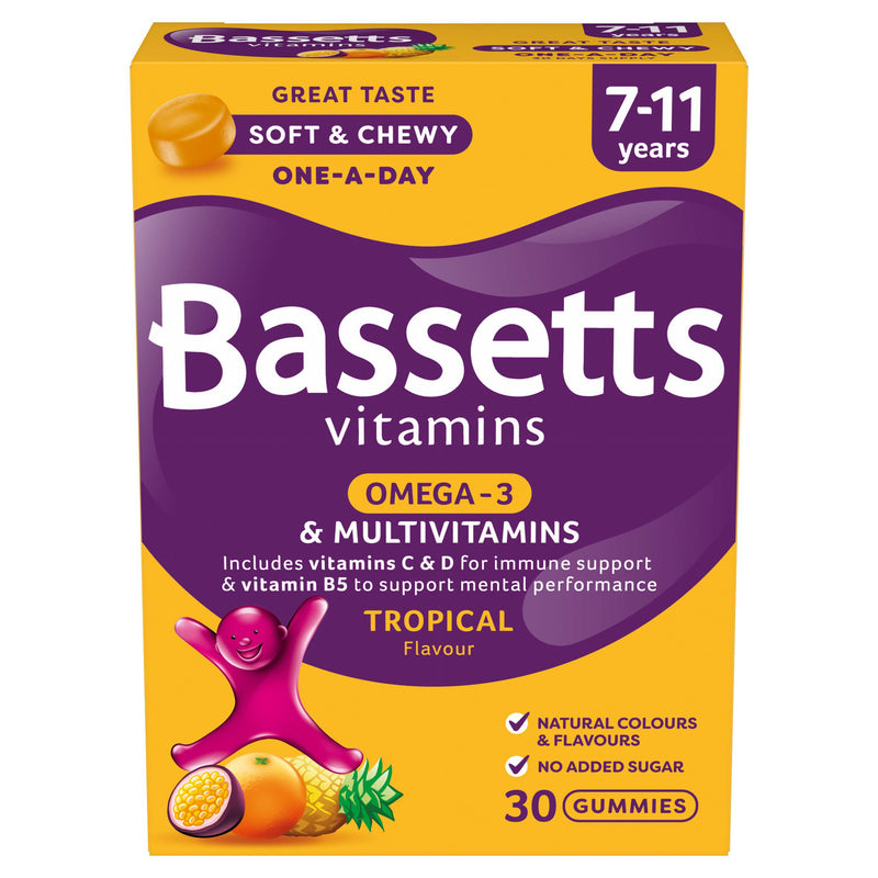 Tropical Flavour Omega-3 and Multivitamin Food Supplement Pastilles for Children Ages 7-11 30 Pack
