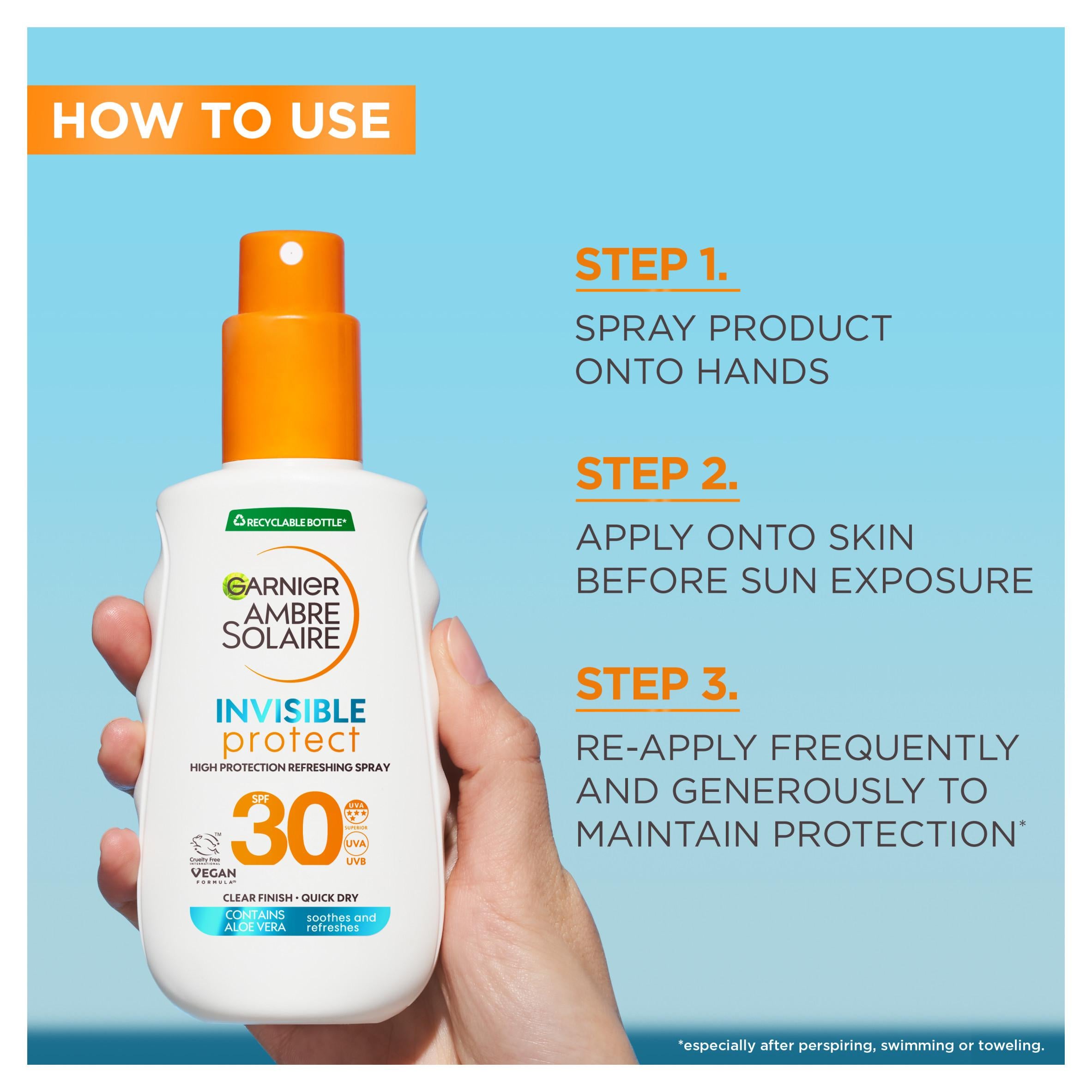 Garnier sun protection spray SPF 30 Invisible 150ml - British product