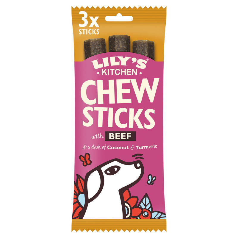 Lily's Kitchen dog chew sticks with beef 120g, imported from the UK
