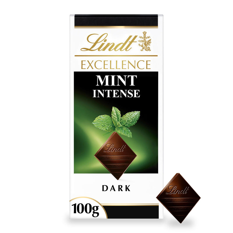 Lindt Excellence dark mint chocolate bar 100g - British product
