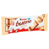 Kinder Bueno white chocolate hazelnut bar 39g, imported from the UK
