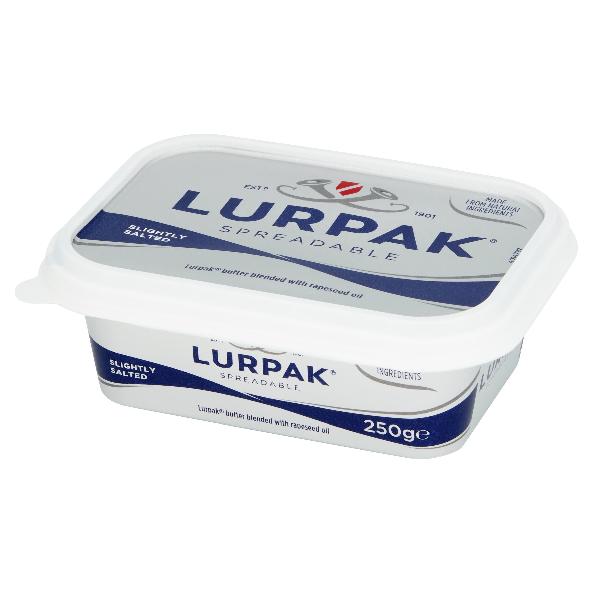 Lurpak slightly salted spreadable butter blend 250g (British brand)
