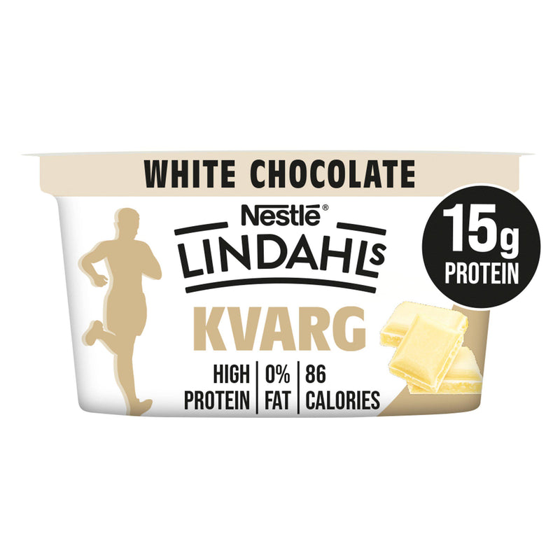 Lindahls Kvarg white chocolate high protein yogurt 150g, imported from the UK