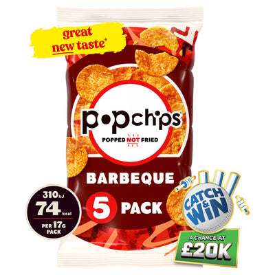 Sainsburys Popchips Barbeque Popped Potato Snacks Multipack 5 x 17g- Buy online at McGrocer