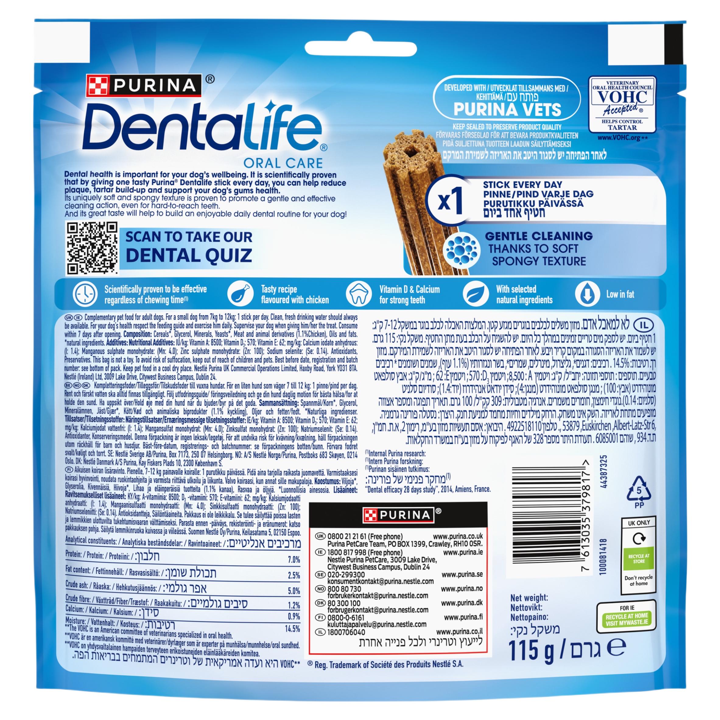 Dentalife chicken dental chews for small dogs, imported from the UK