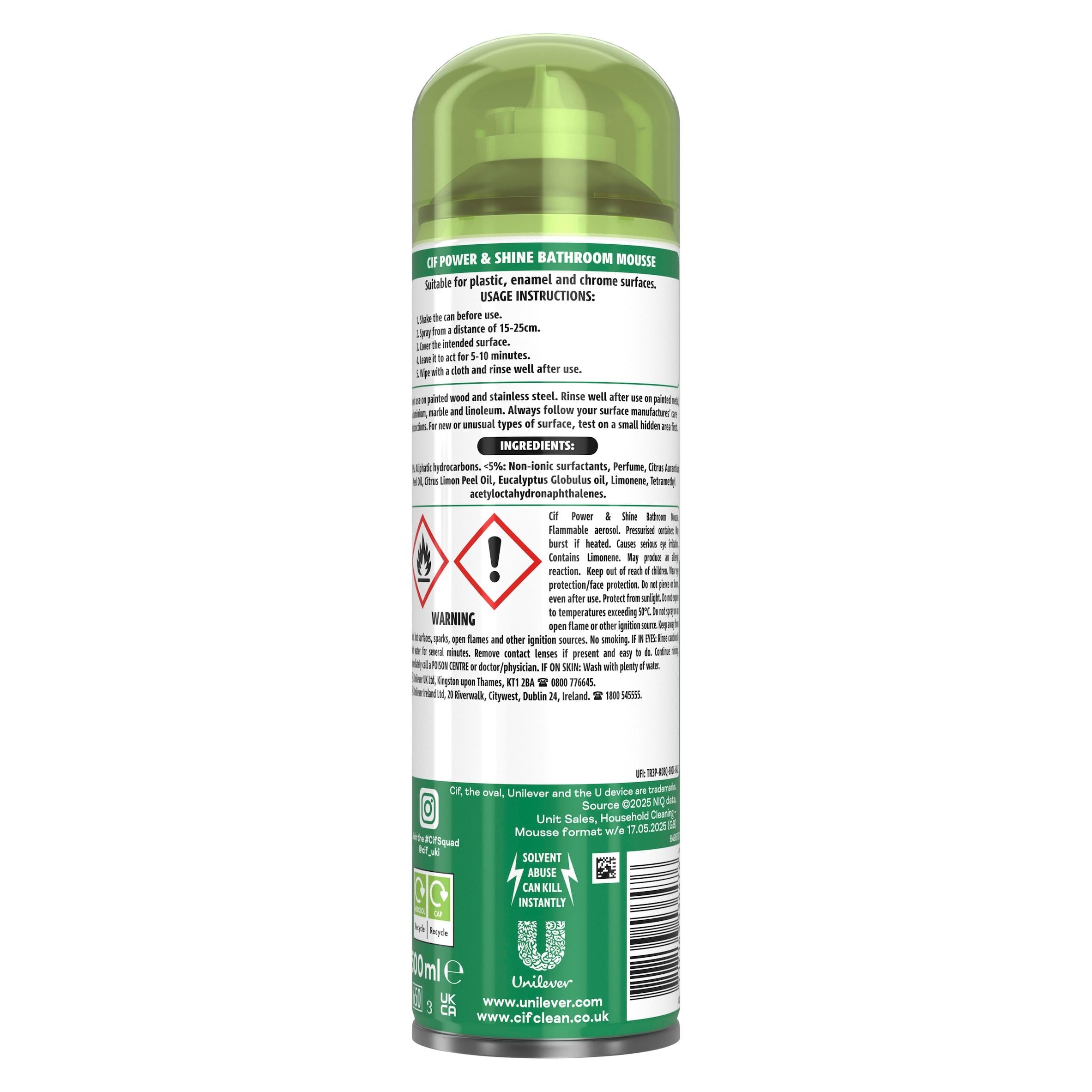 Cif Bathroom Cleaner Mousse Citrus 500ml - British product
