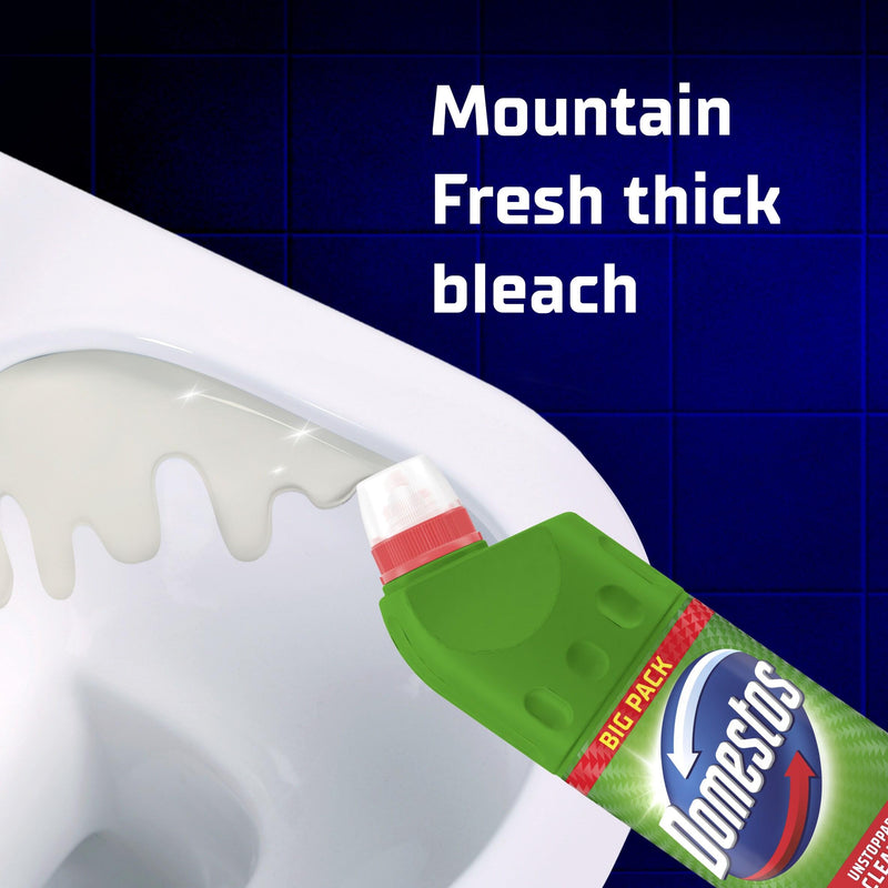 Domestos Mountain Fresh thick bleach 1L, imported from the UK