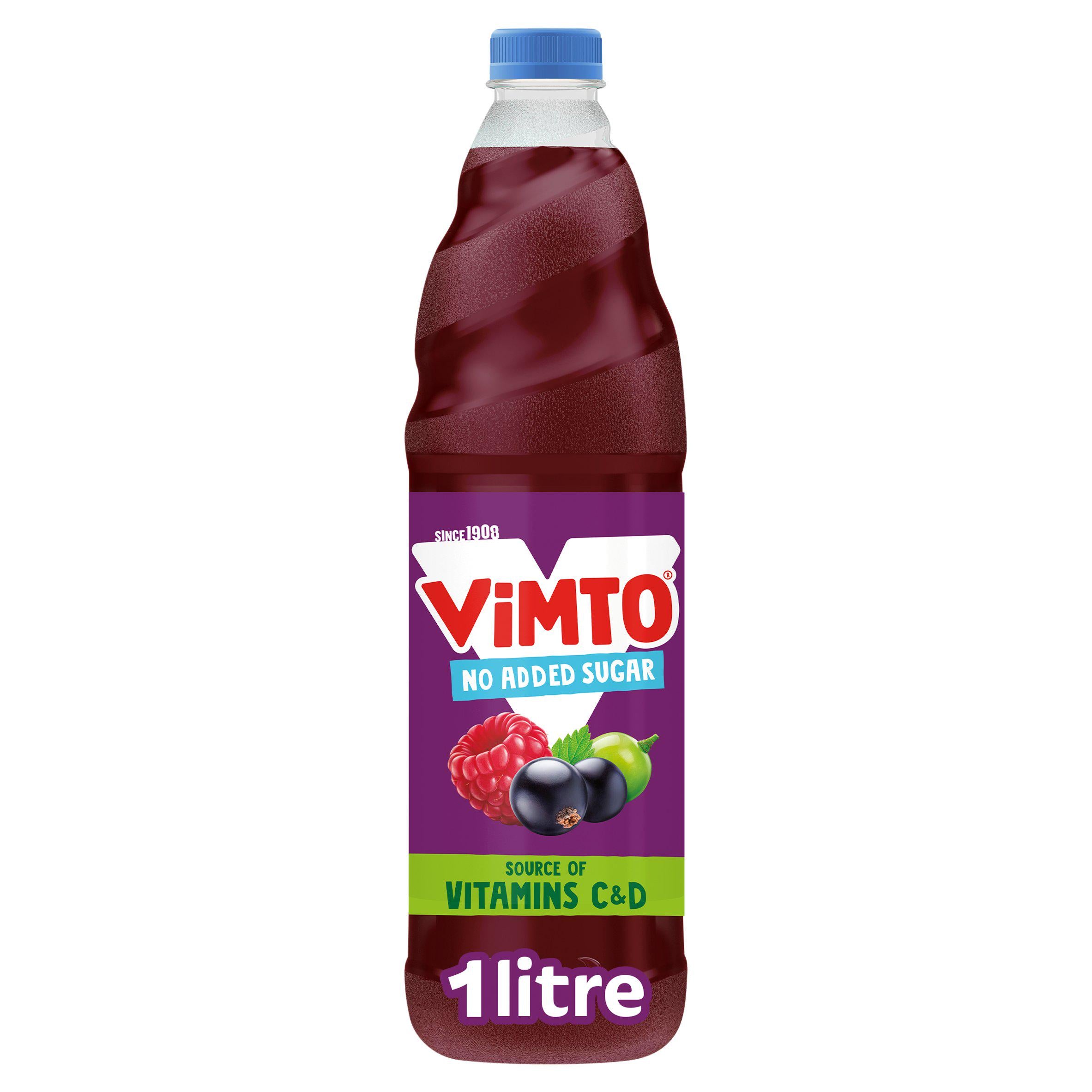 Vimto squash no added sugar 1L, imported from the UK