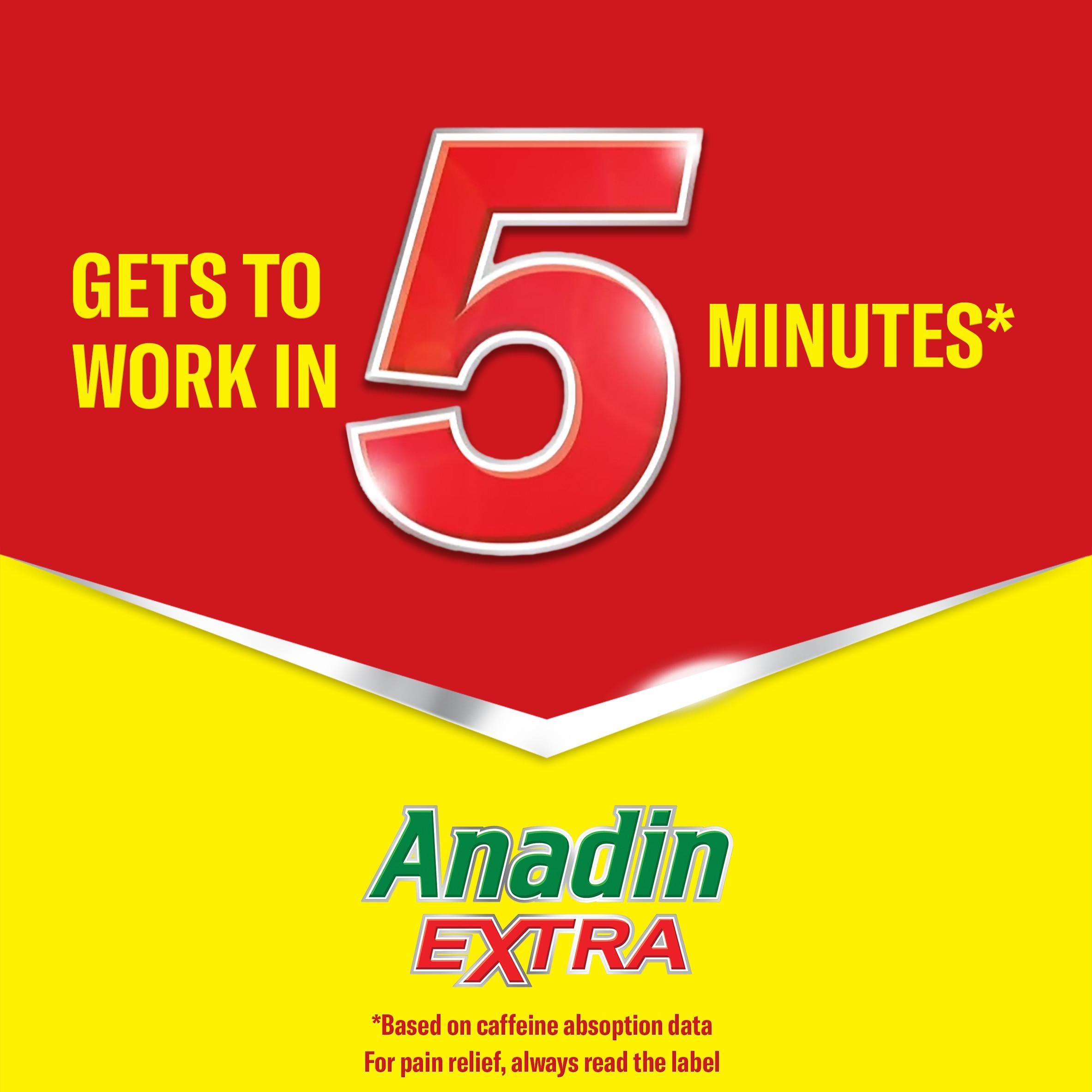 Anadin Extra aspirin paracetamol caffeine caplets 16s, UK version