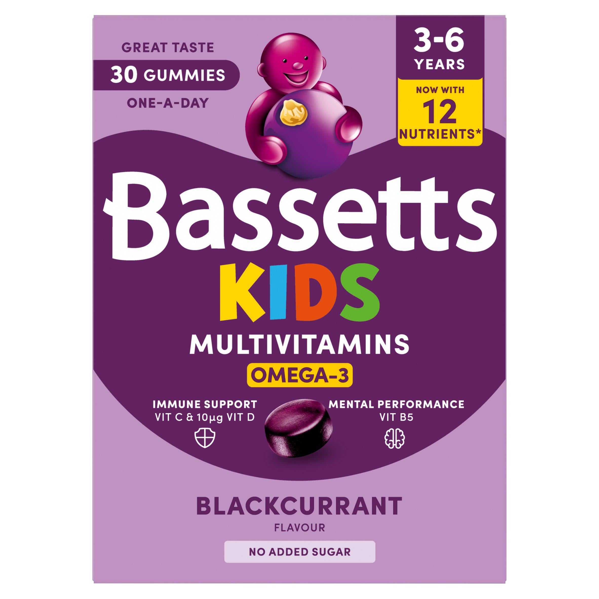 Bassetts kids multivitamin gummies blackcurrant 30 count - British product
