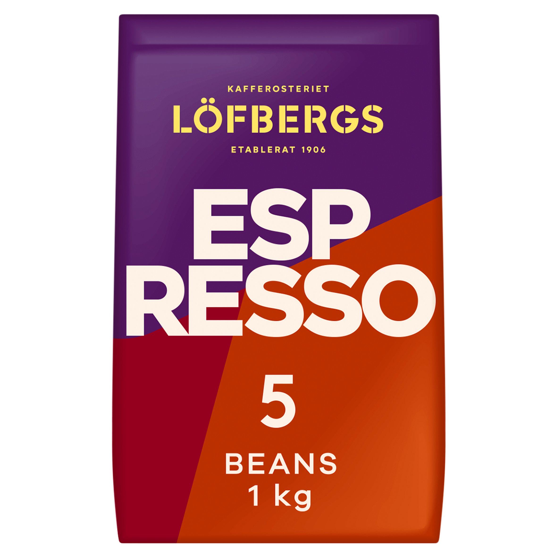 Löfbergs espresso coffee beans 1kg bag, imported from the UK