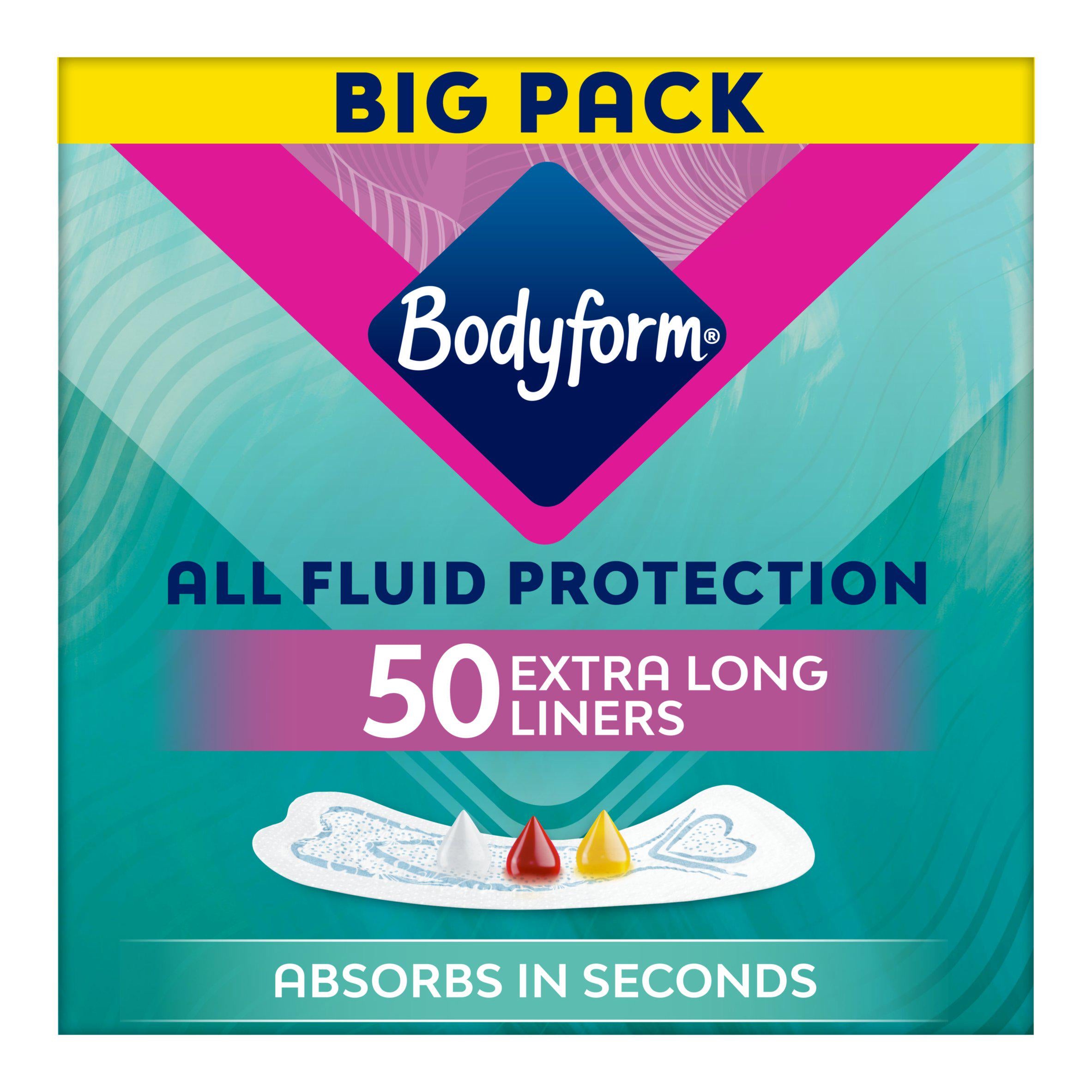 Bodyform Extra Long Panty Liners x50 pack, UK version