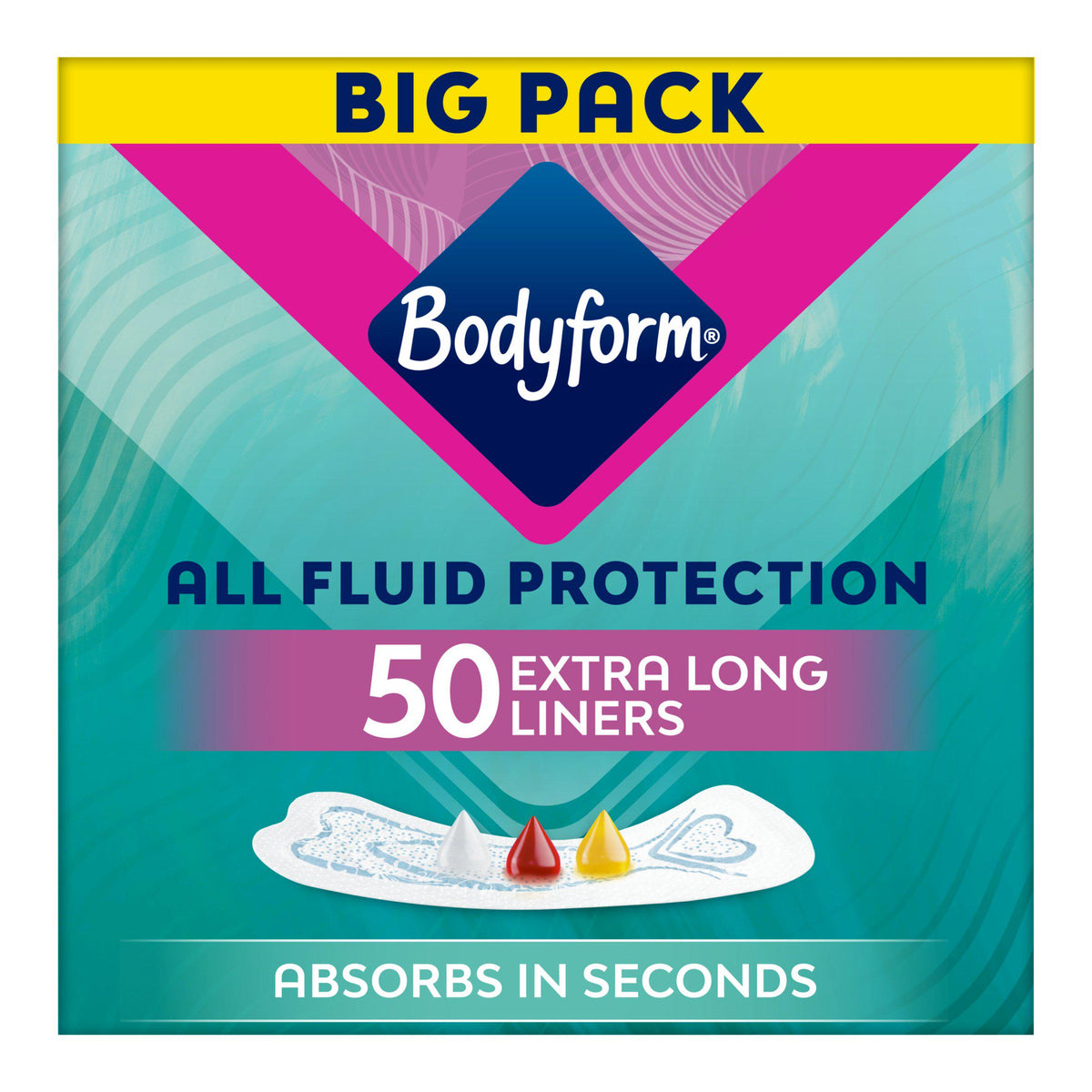 Bodyform Extra Long Panty Liners x50 pack, UK version