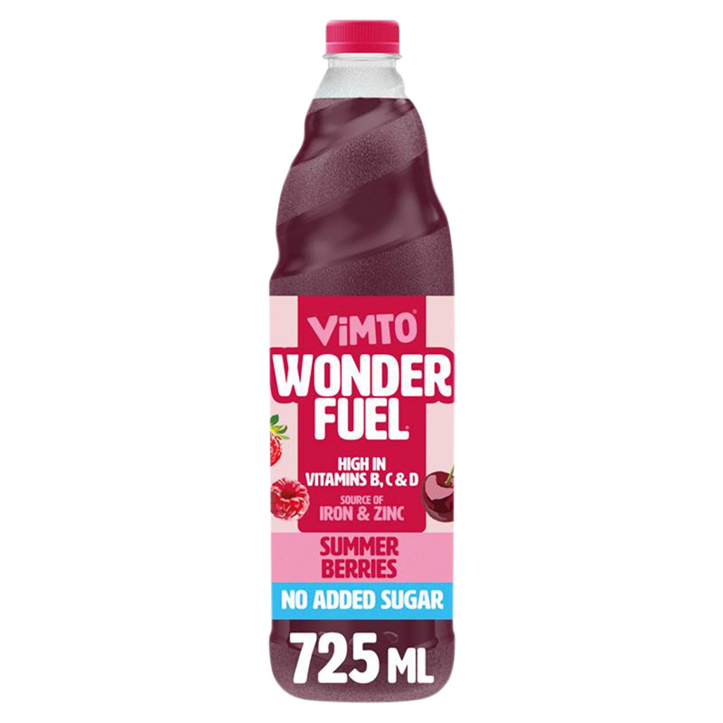 Vimto Wonderfuel Summer Berries Squash 725ml, imported from the UK