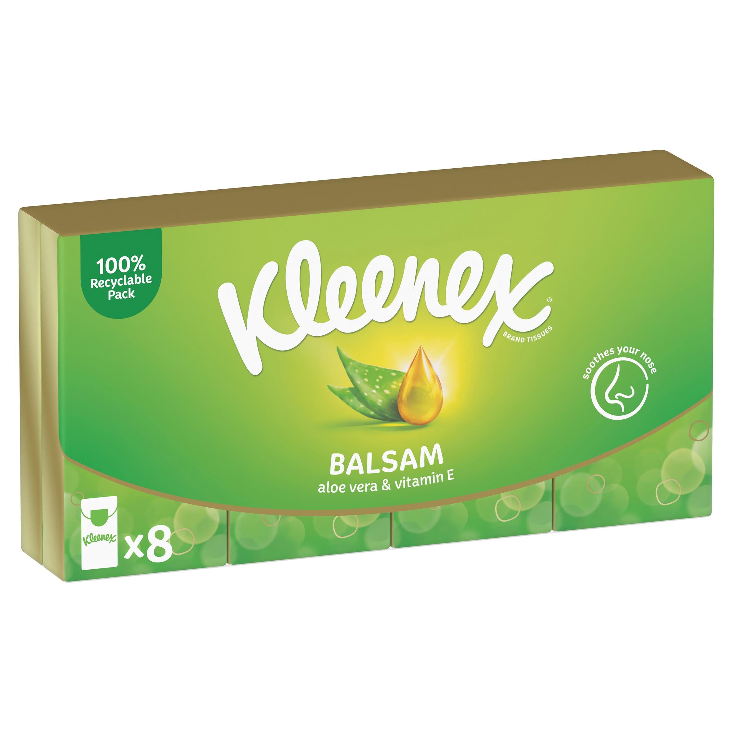 Kleenex Balsam pocket pack tissues 8x9 sheets, UK version