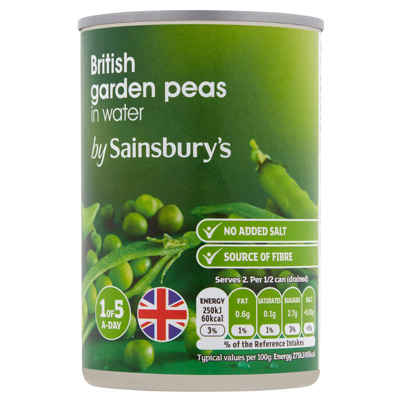 Sainsbury's garden peas in water 300g can, imported from the UK