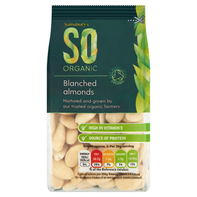 Sainsburys Sainsbury's SO Organic Blanched Almonds 100g- Buy online at McGrocer