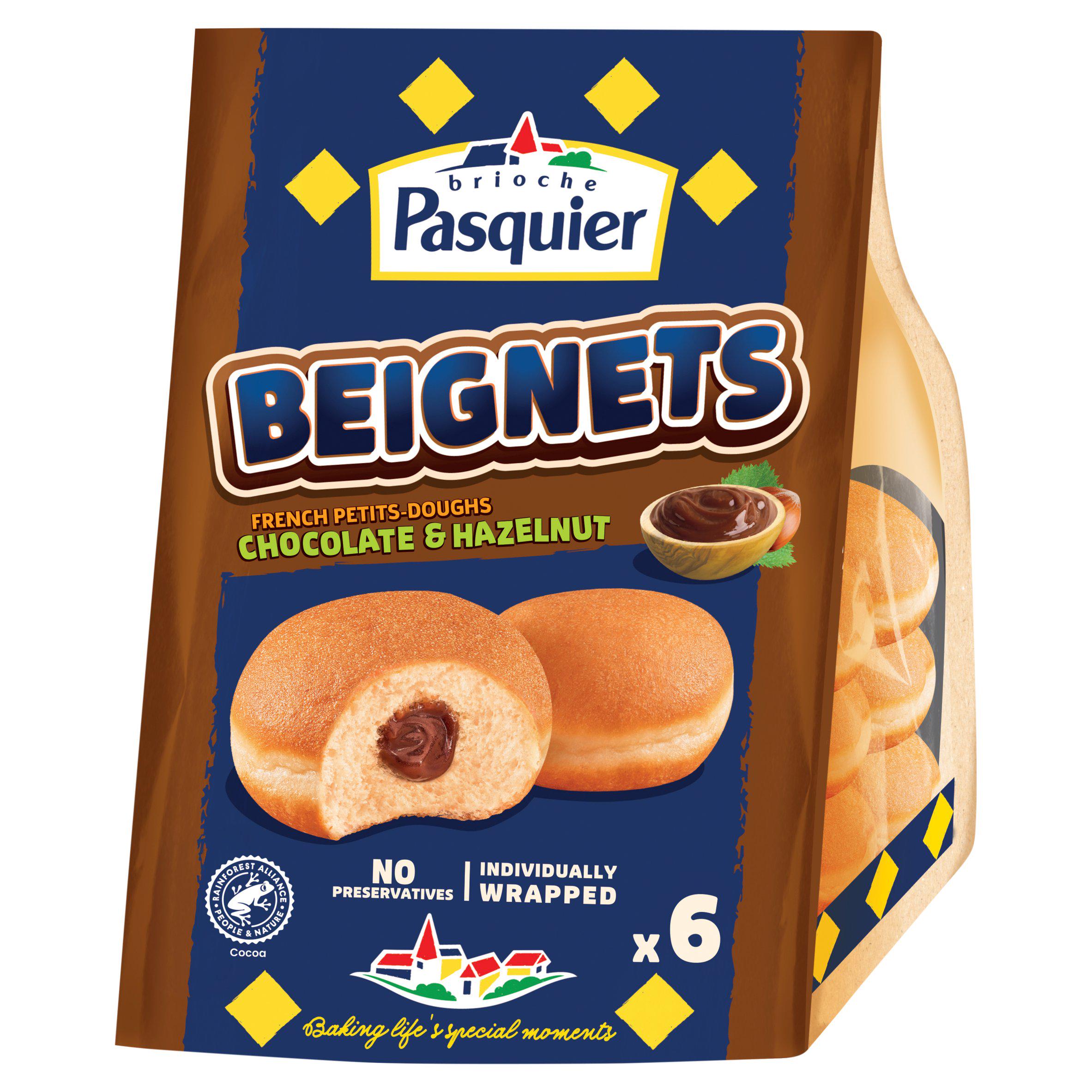 Brioche Pasquier beignets chocolate hazelnut doughnuts x6 (British brand)