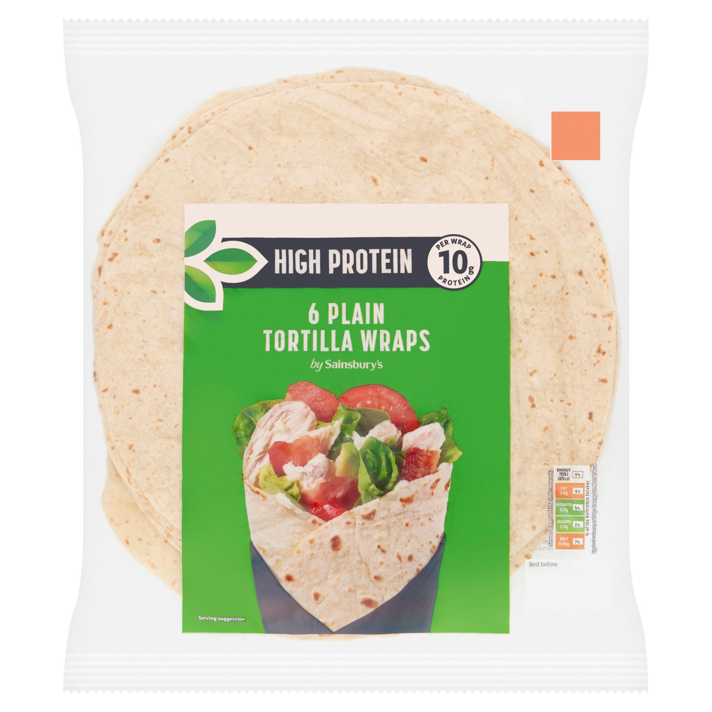 Sainsbury's high protein tortilla wraps 6 pack, UK version