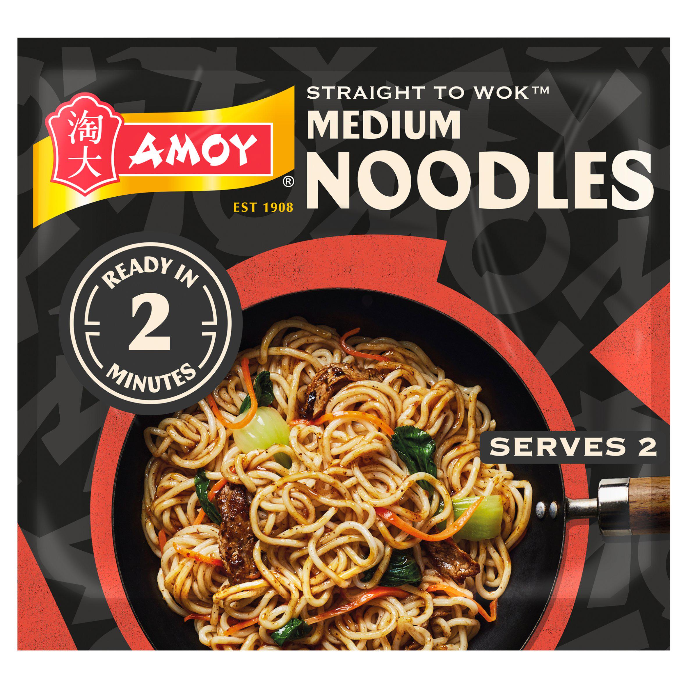 Amoy straight to wok medium noodles 2x150g - British product