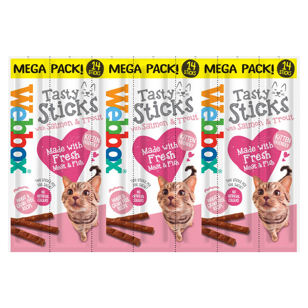 Webbox Tasty Sticks Mega Pack Salmon & Trout Cat Treats x14 70g