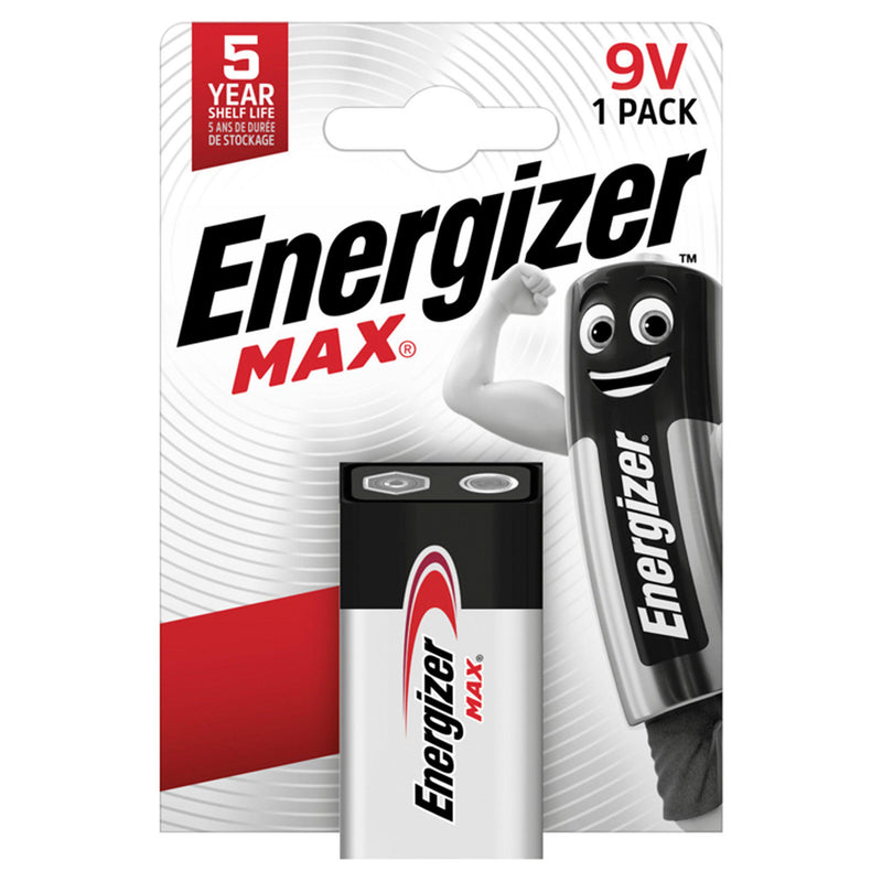 Energizer Max 9V alkaline battery single pack (British brand)