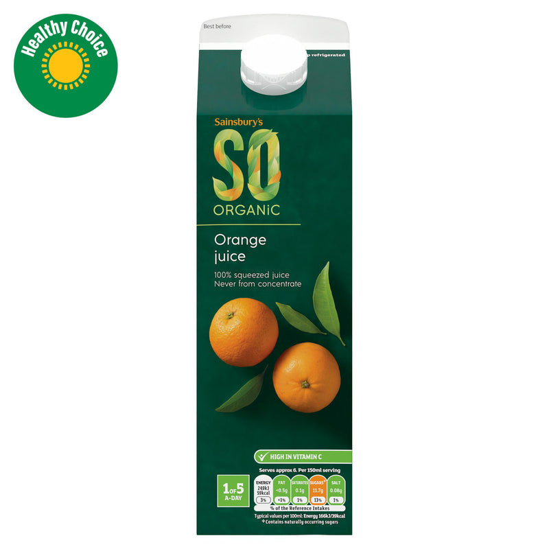 Sainsbury's organic orange juice 1L (British brand)