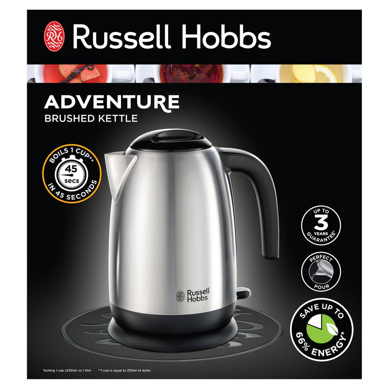 Russell Hobbs Adventure stainless steel kettle 1.7 Litres, imported from the UK
