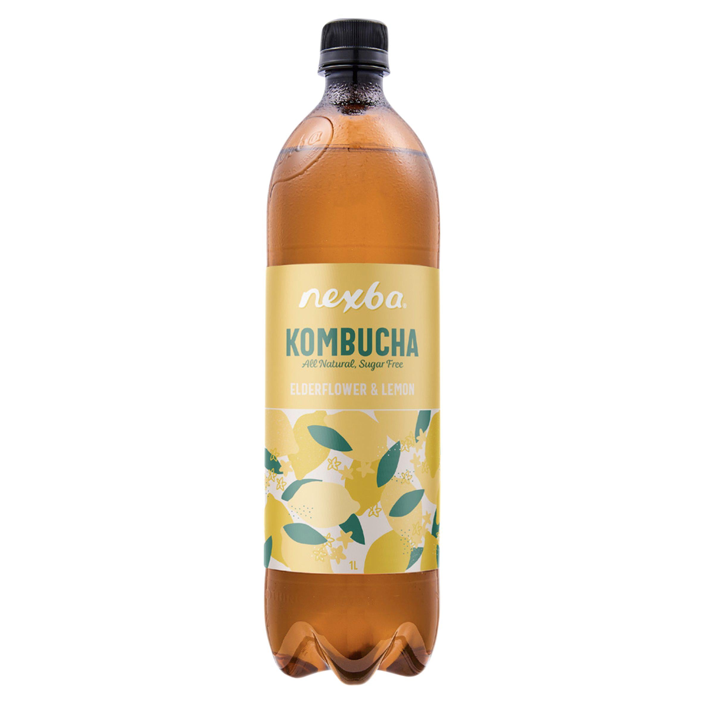 Nexba kombucha elderflower lemon 1L, imported from the UK