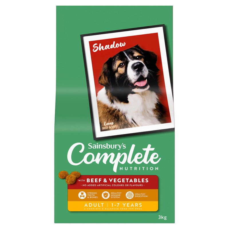 Sainsbury's complete nutrition dog food beef vegetables 3kg - British product
