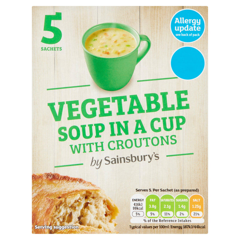 Sainsbury's vegetable soup mix with croutons - British product
