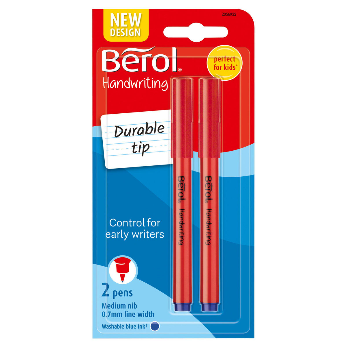 Berol Handwriting Pens Blue 2 Pack - British product