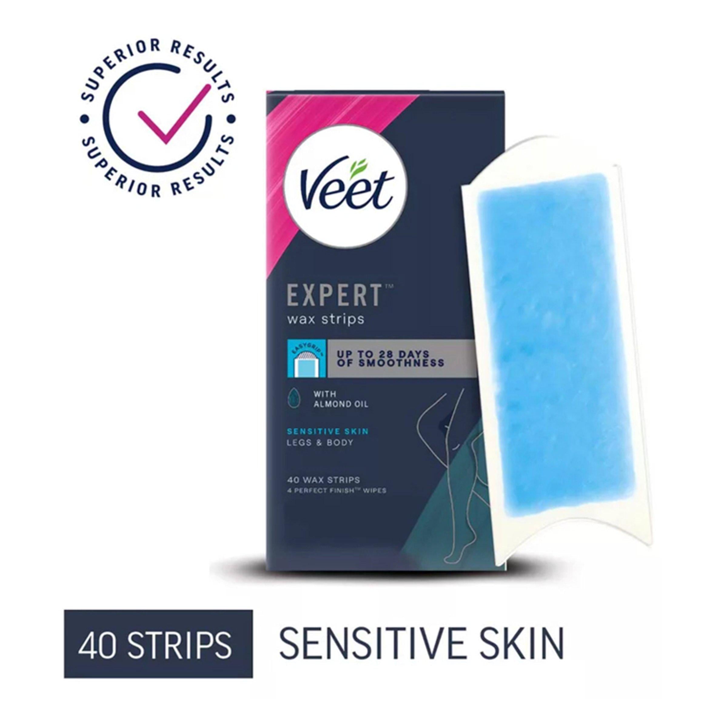 Veet cold wax strips sensitive legs x40, imported from the UK