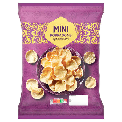 Sainsburys Sainsbury's Mini Poppadoms Indian Style Lentil Snack 100g- Buy online at McGrocer
